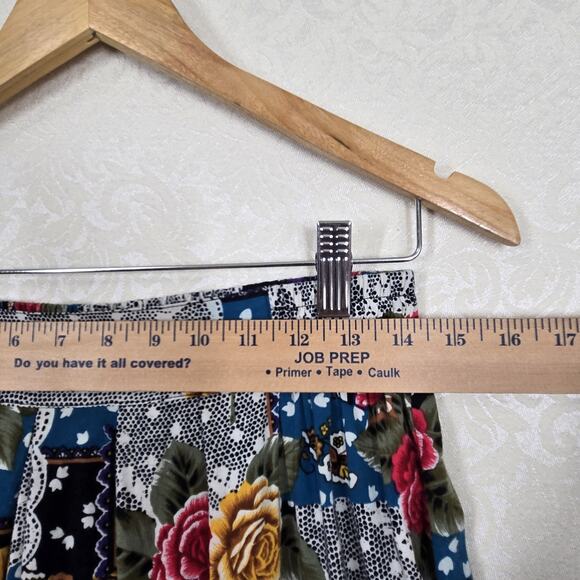 Norton MCNaughton Pleated Midi Maxi Skirt 12 Multicolor Mixed Print Pull On Boho - Picture 9 of 11